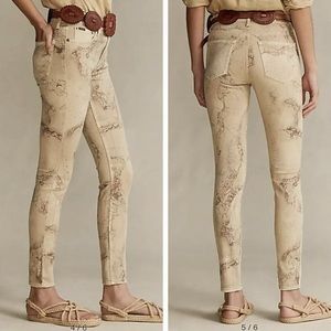 NEW Polo Ralph Lauren Tompkins High Rise Skinny Ankle Jeans Pants in Tan Map